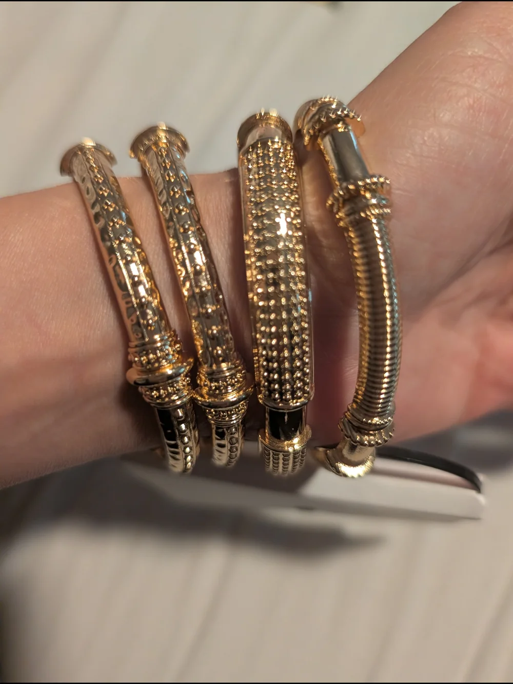 Nordstrom Rack Gold-Tone Textured Bangle Bracelet Set - Women Jewelry